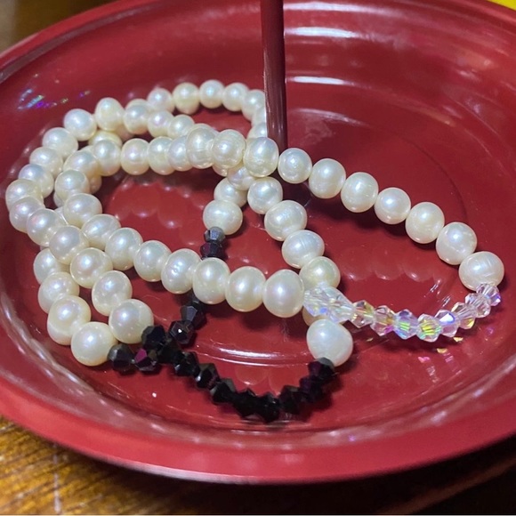 Cultured Freshwater Pearls Crystal Bracelet Set - Picture 1 of 3